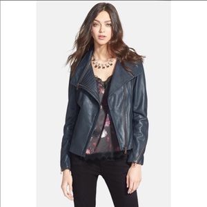 Sam Edelman Navy Leather Moto Jacket